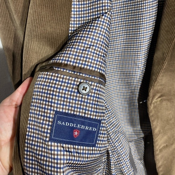 SADDLEBRED brown corduroy textured 2 button blazer jacket classic work career - Picture 4 of 8